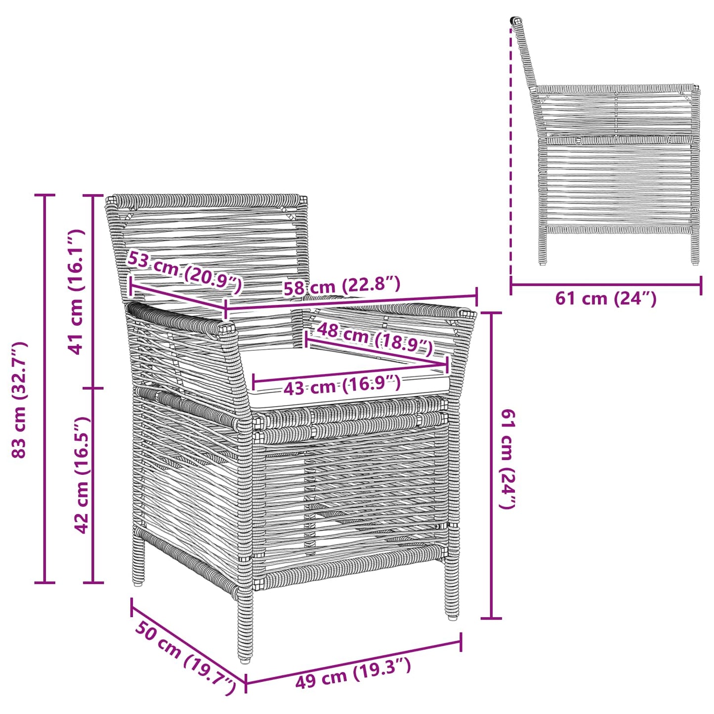 Gartenstuhl 4 Stk. Grau und Dunkelgrau Poly-Rattan