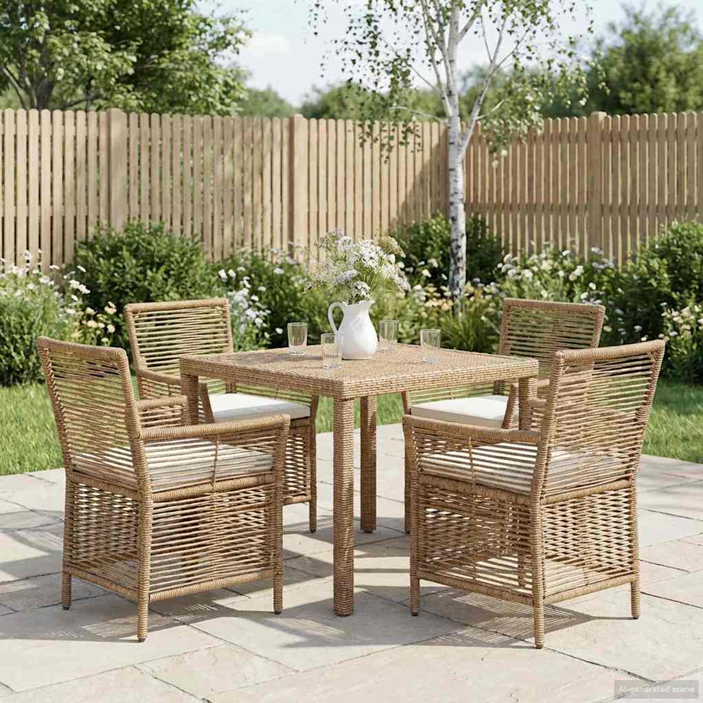 Gartenstuhl 4 Stk. Beige und Creme Poly-Rattan