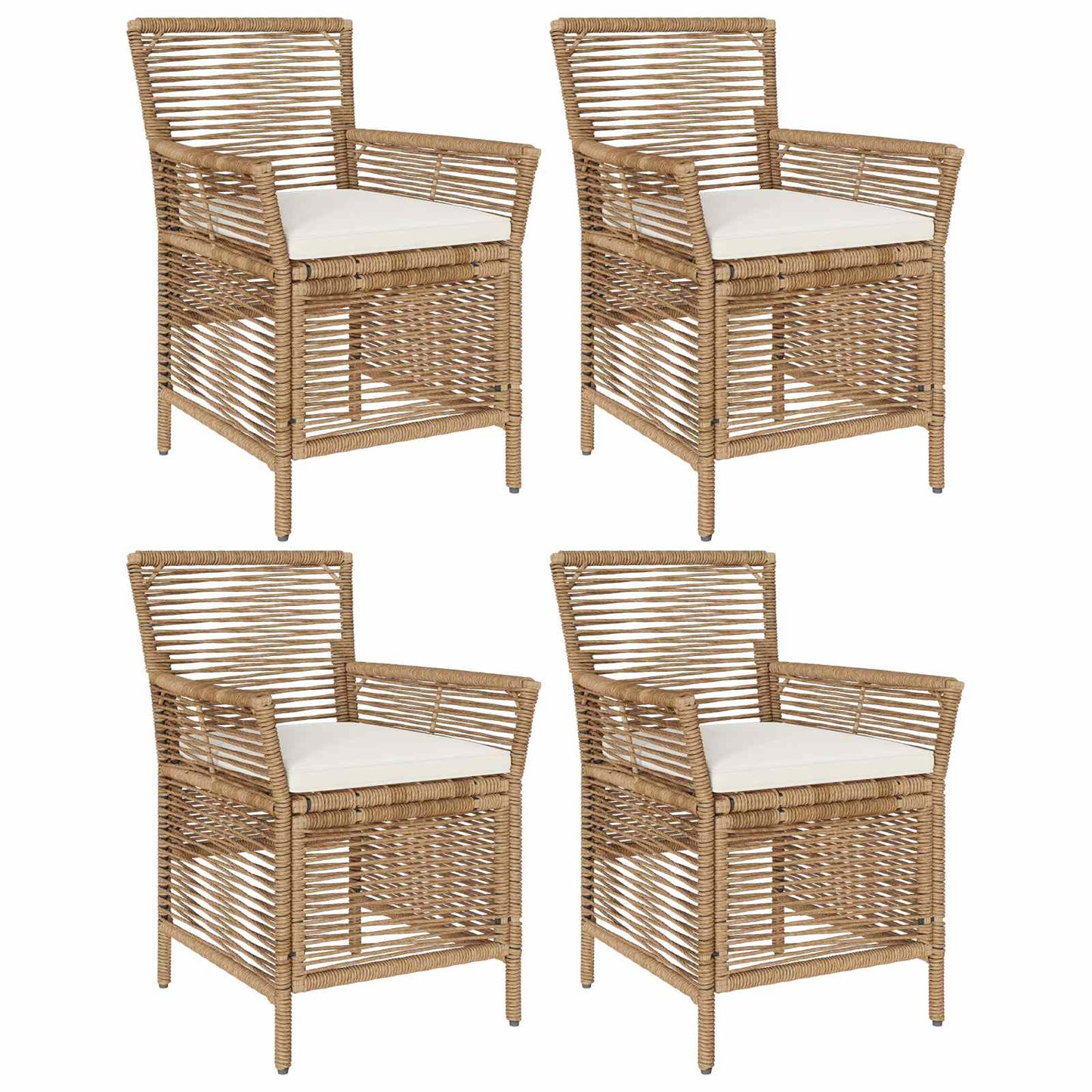 Gartenstuhl 4 Stk. Beige und Creme Poly-Rattan