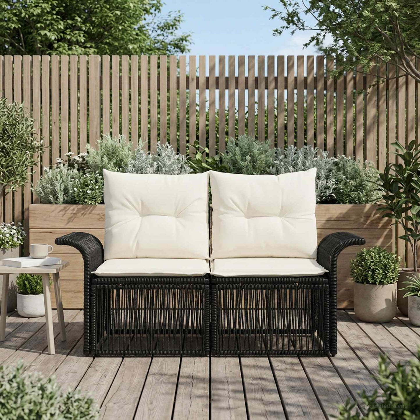 Garten-Sofa 2-Sitzanzahl Schwarz Poly-Rattan