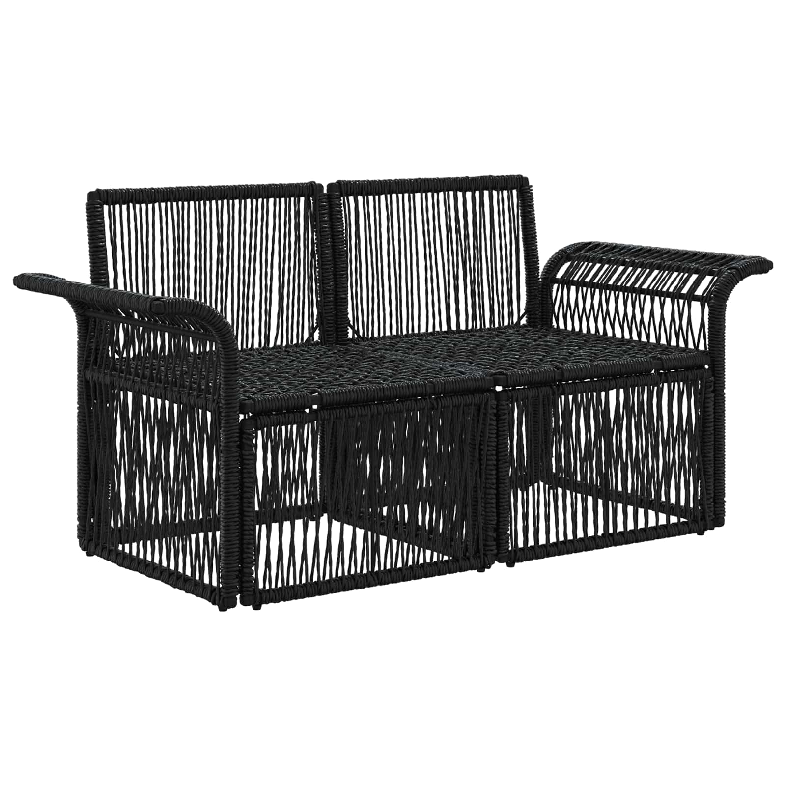 Garten-Sofa 2-Sitzanzahl Schwarz Poly-Rattan