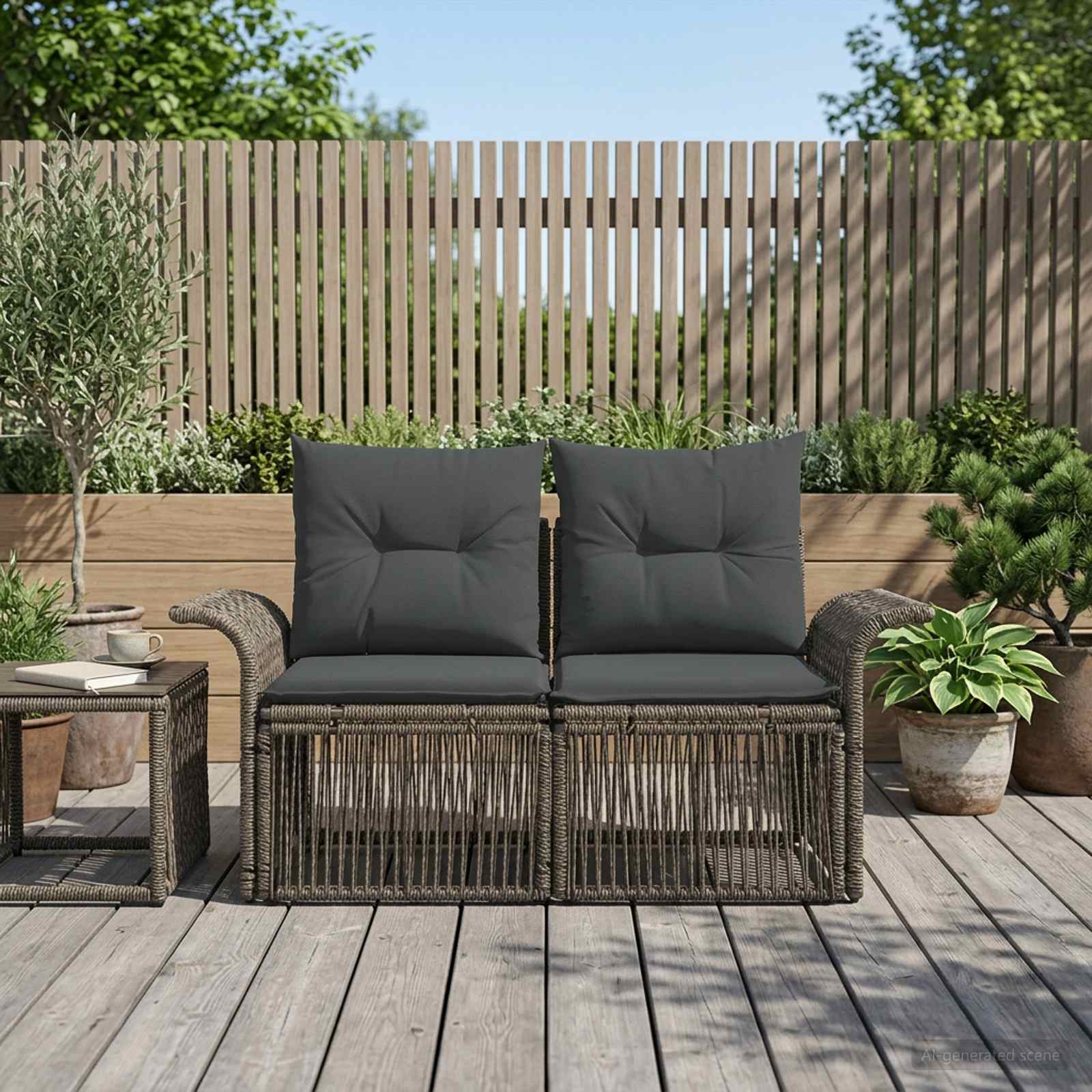 Garten-Sofa 2-Sitzanzahl Grau Poly-Rattan