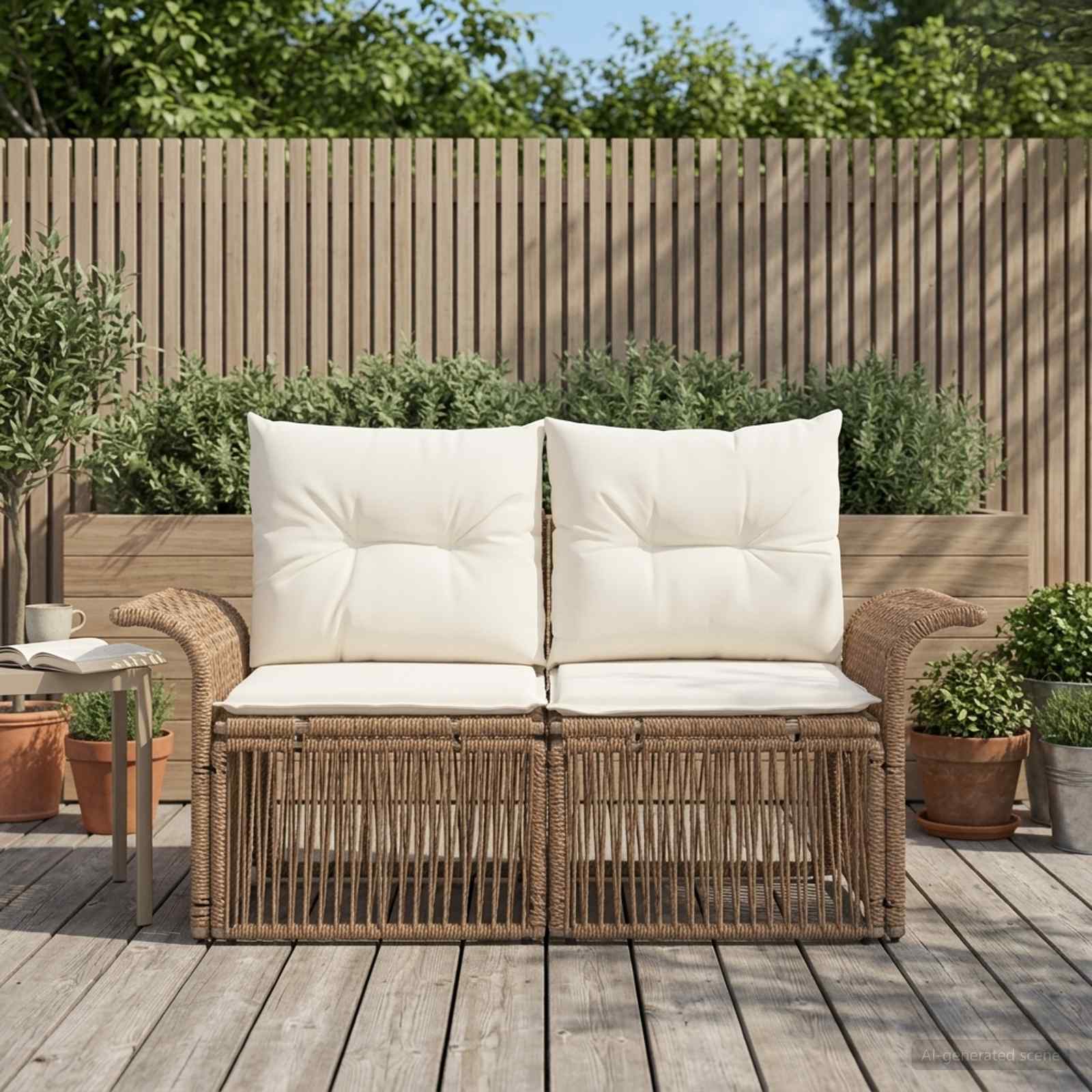Garten-Sofa 2-Sitzanzahl Beige Poly-Rattan