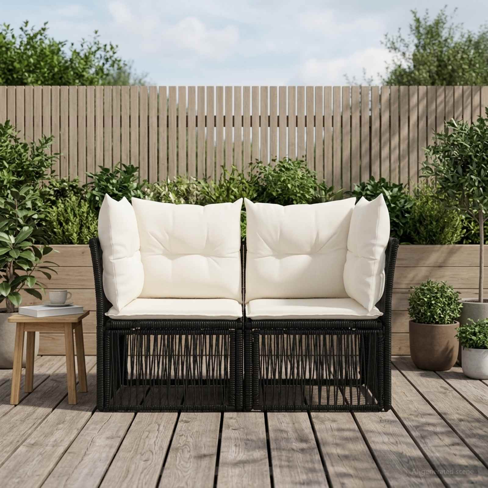 Garten-Sofa 2-Sitzanzahl Schwarz Poly-Rattan