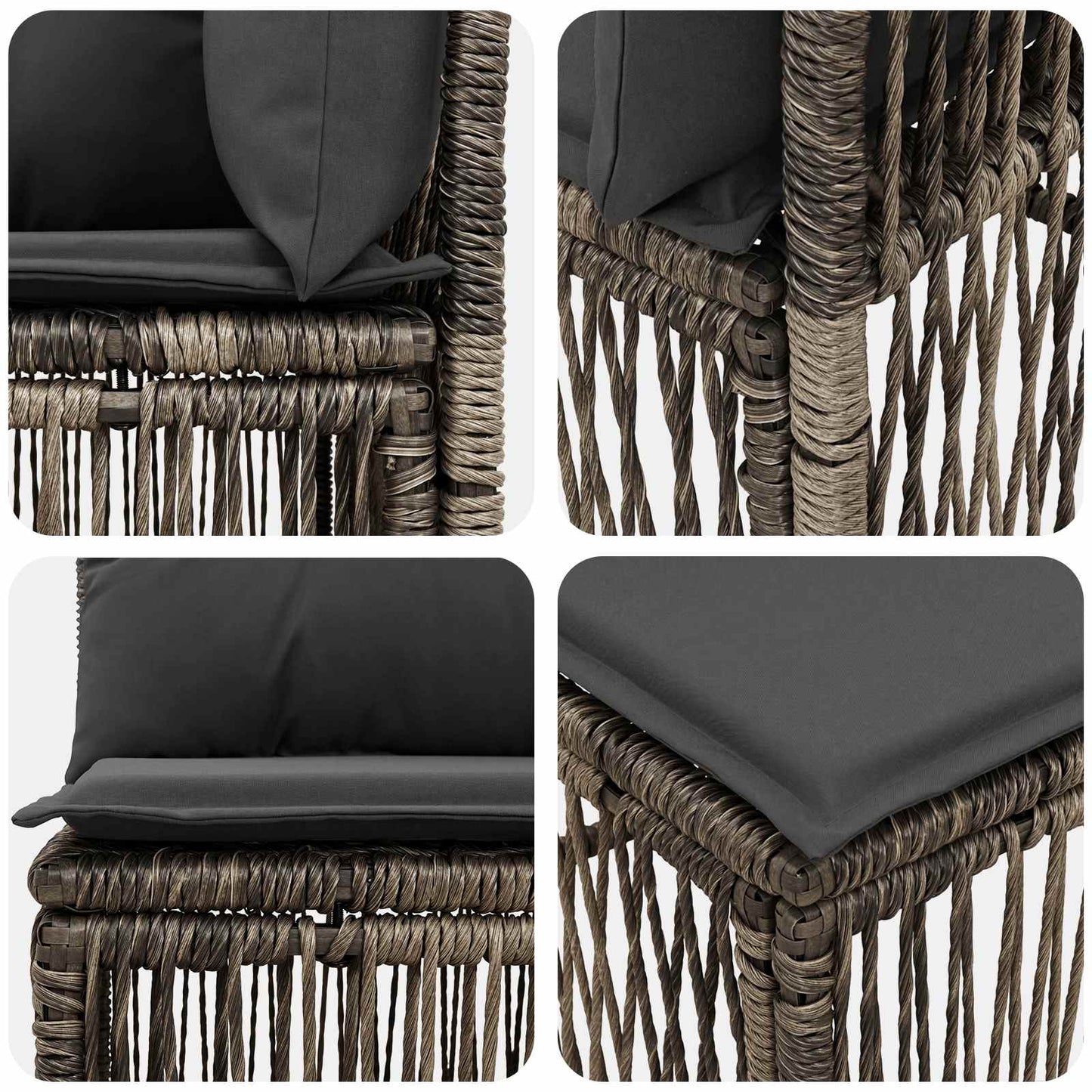 Garten-Sofa 2-Sitzanzahl Grau Poly-Rattan