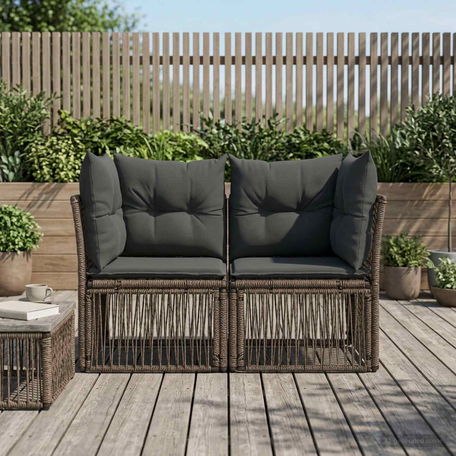 Garten-Sofa 2-Sitzanzahl Grau Poly-Rattan