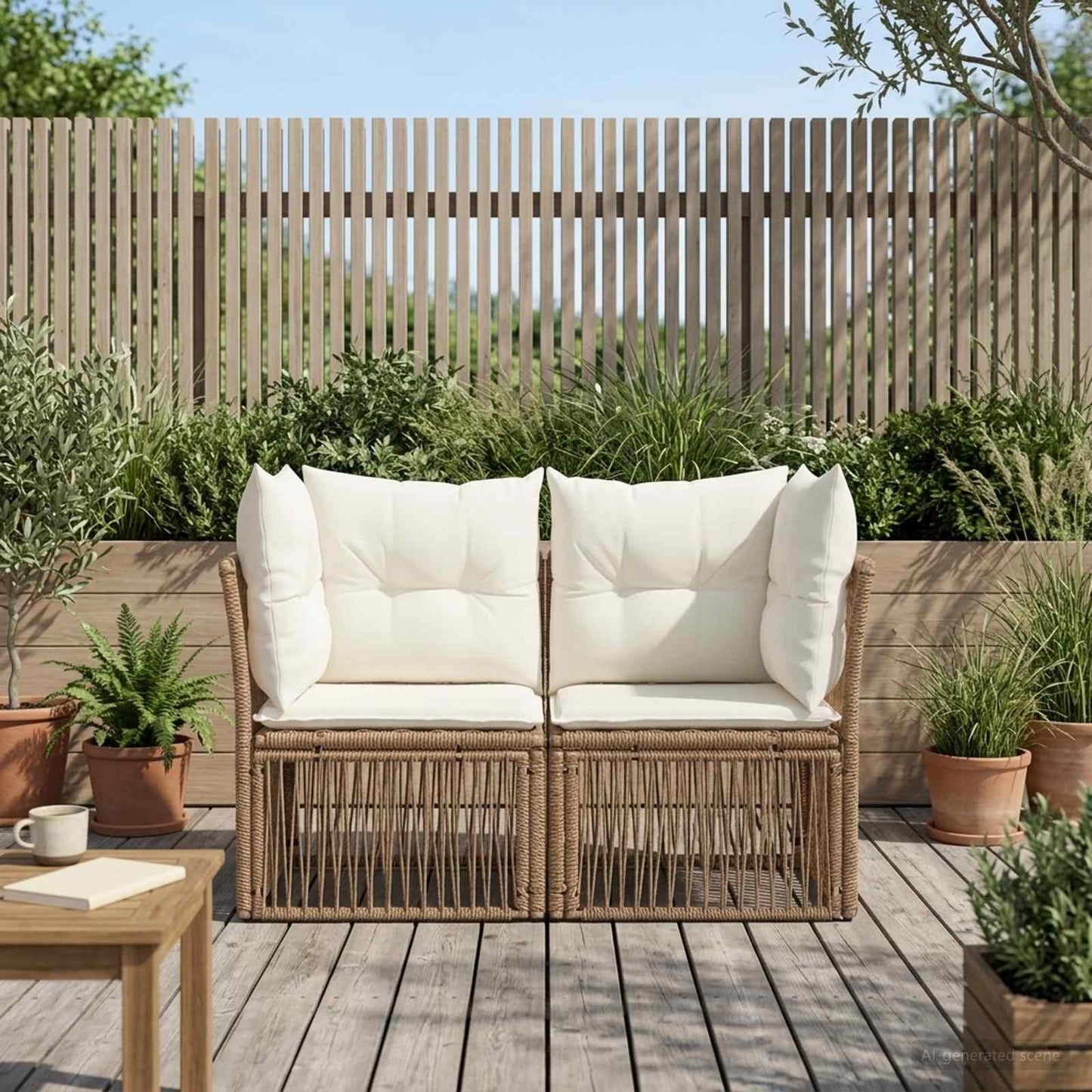 Garten-Sofa 2-Sitzanzahl Beige Poly-Rattan