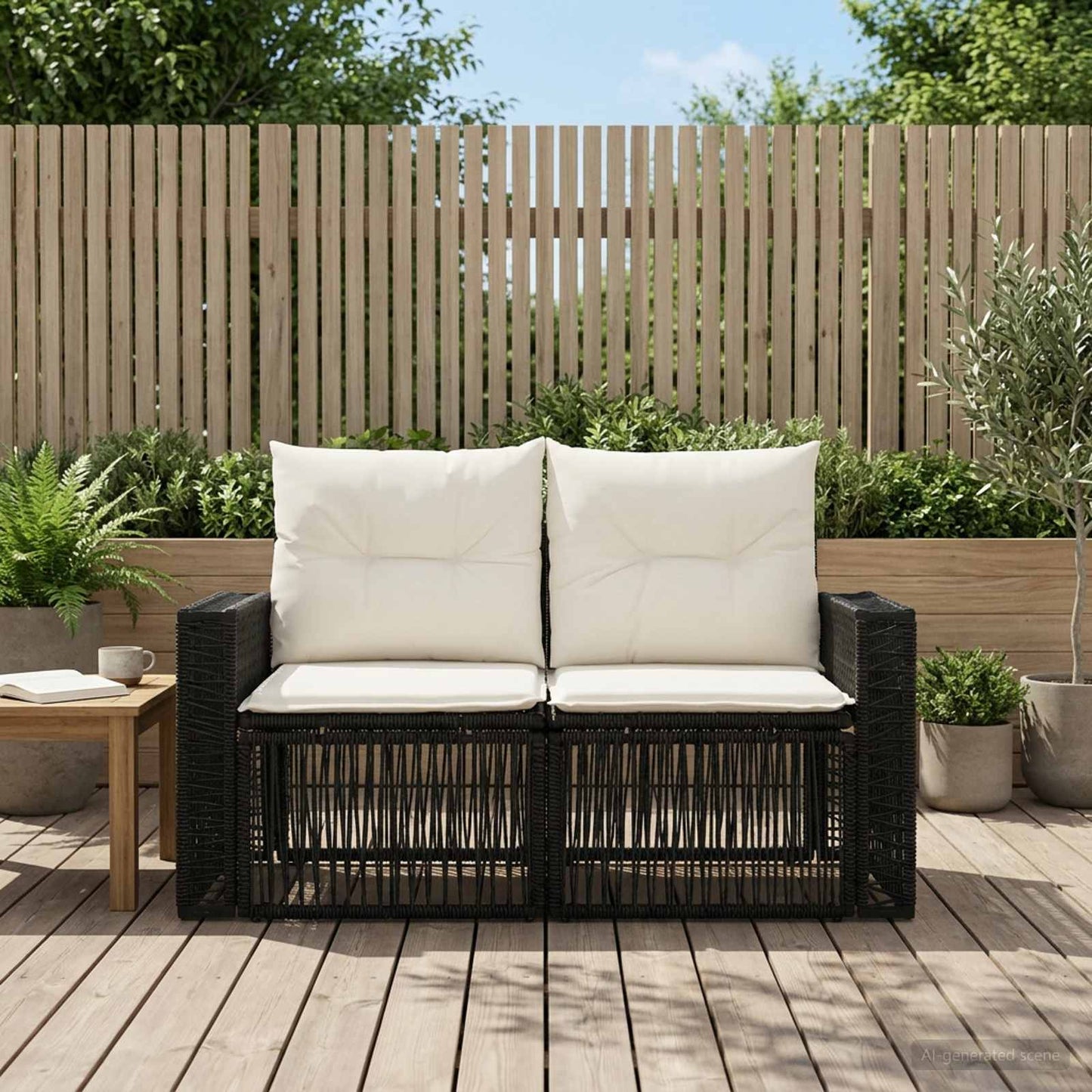 Garten-Sofa 2-Sitzanzahl Schwarz Poly-Rattan