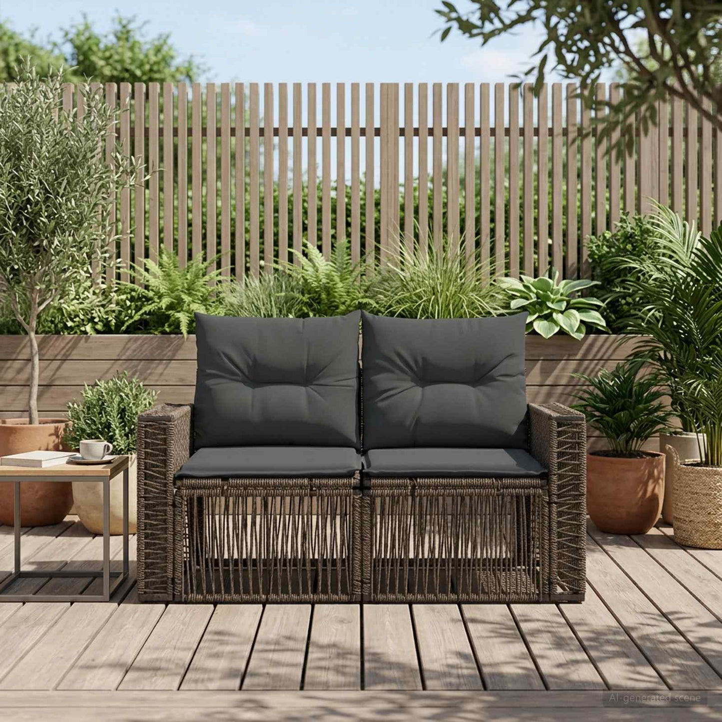 Garten-Sofa 2-Sitzanzahl Grau Poly-Rattan