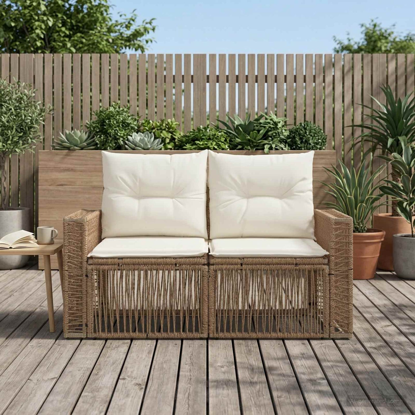 Garten-Sofa 2-Sitzanzahl Beige Poly-Rattan