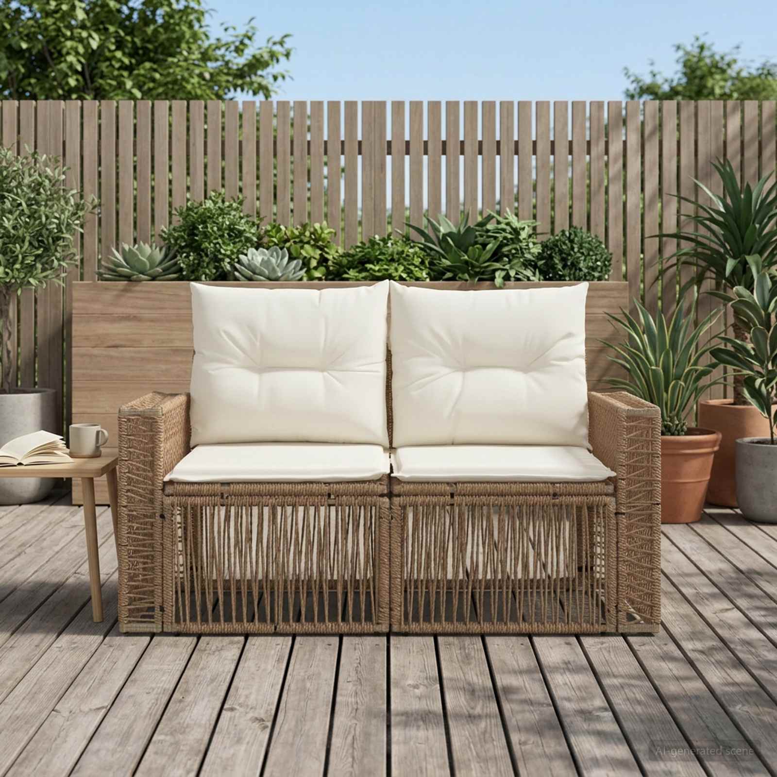 Garten-Sofa 2-Sitzanzahl Beige Poly-Rattan