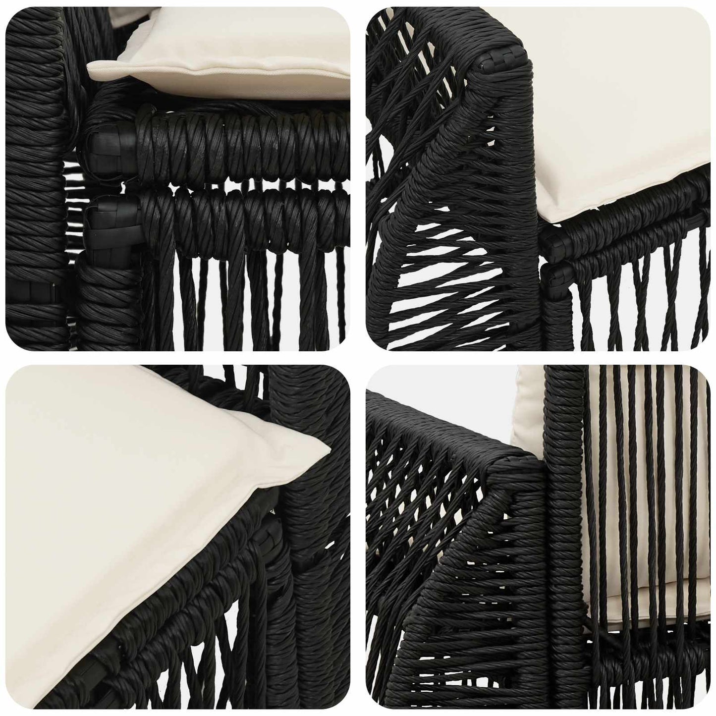 Garten-Sofa 2-Sitzanzahl Schwarz Poly-Rattan