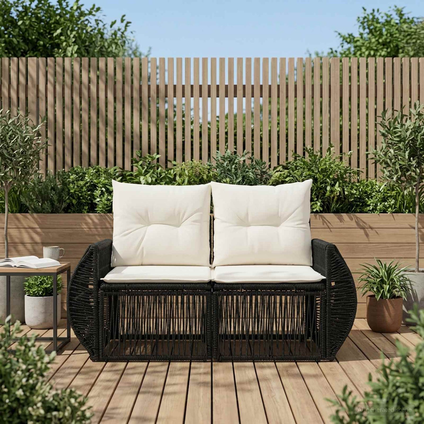 Garten-Sofa 2-Sitzanzahl Schwarz Poly-Rattan