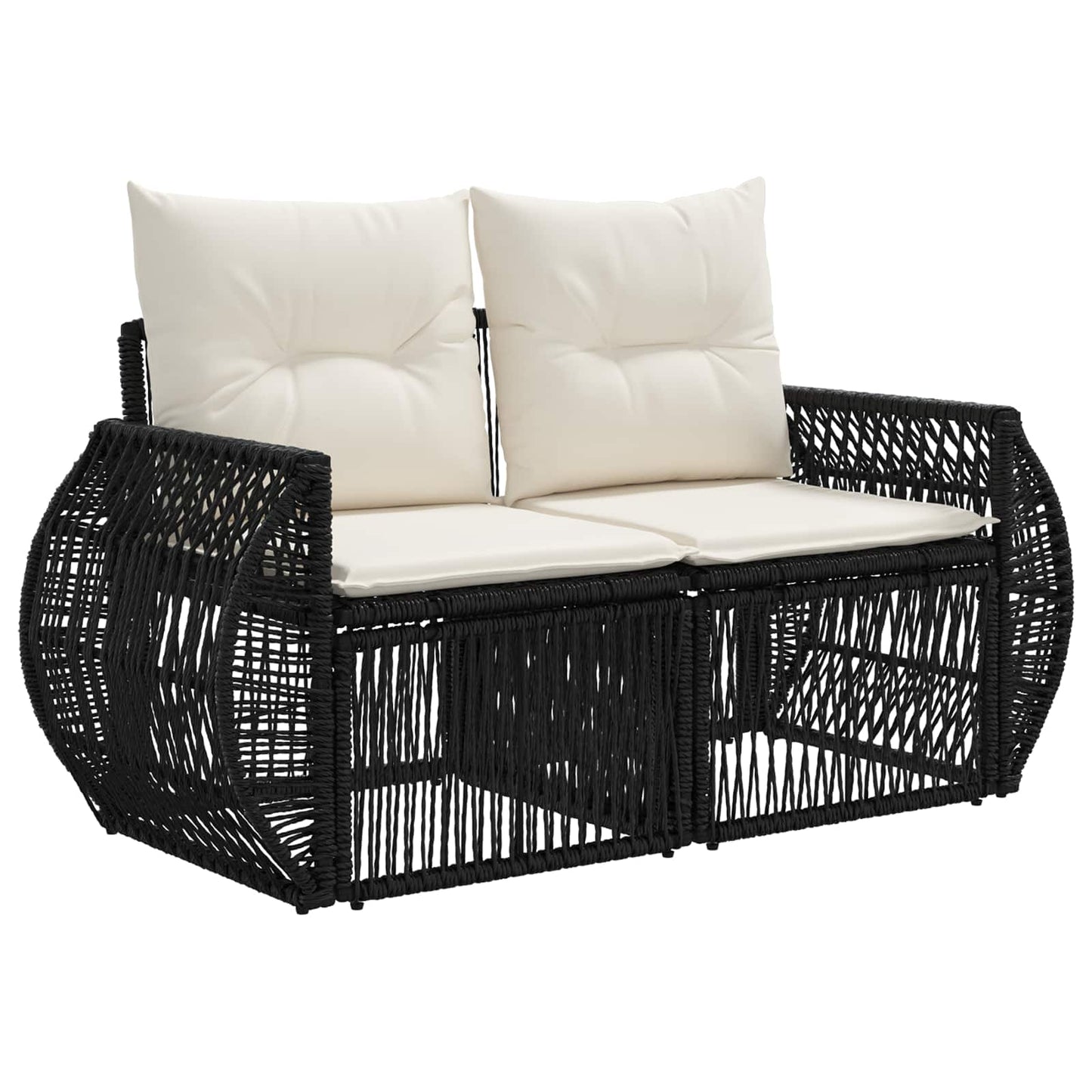 Garten-Sofa 2-Sitzanzahl Schwarz Poly-Rattan