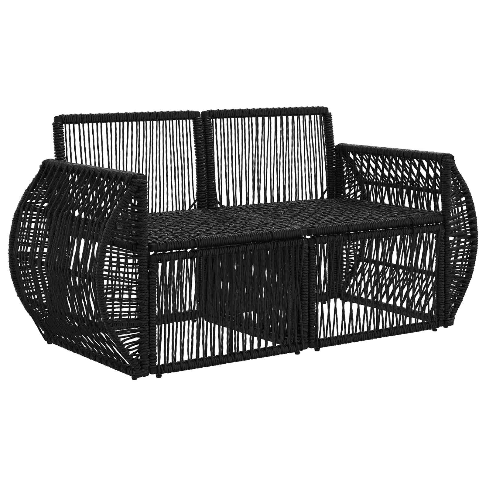 Garten-Sofa 2-Sitzanzahl Schwarz Poly-Rattan