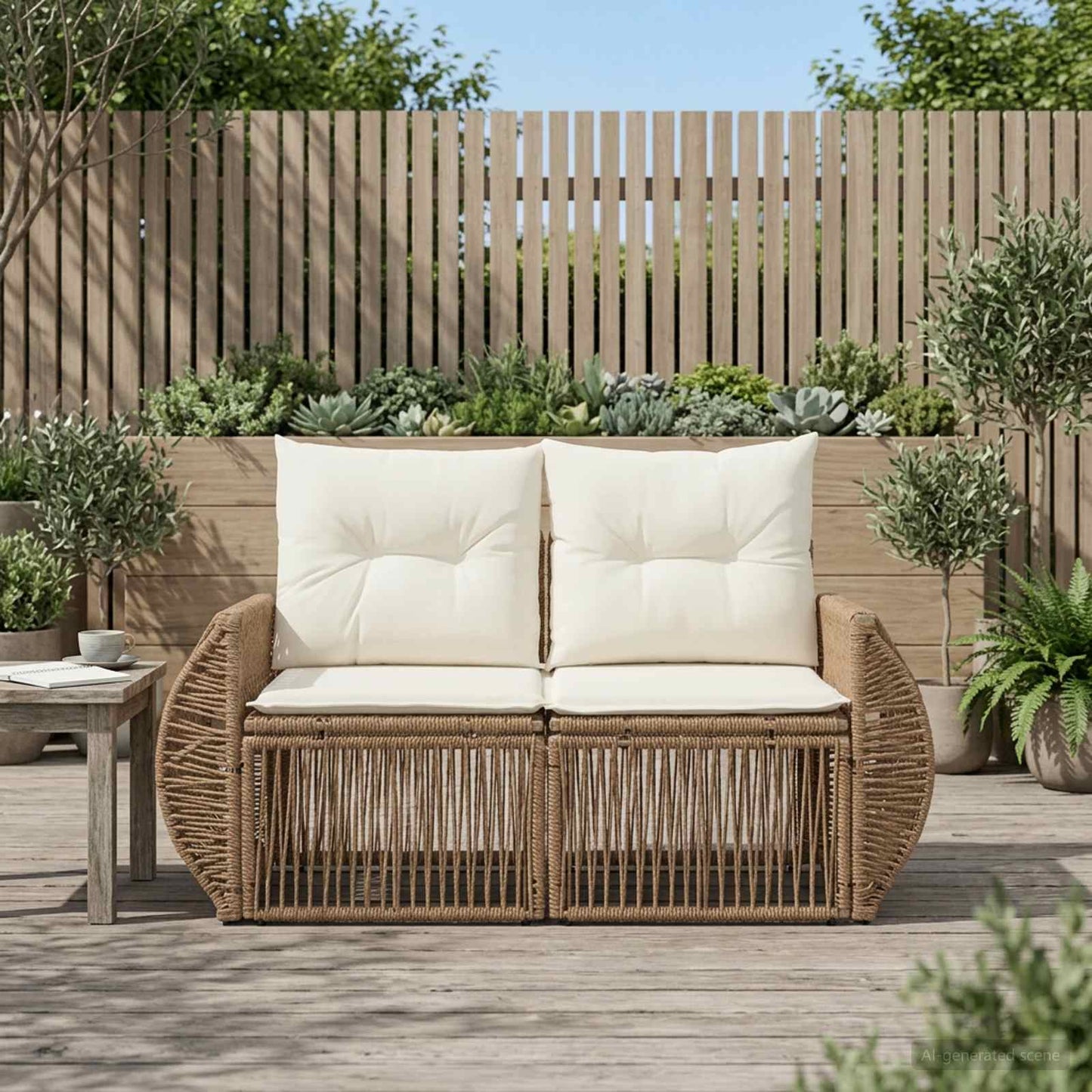 Garten-Sofa 2-Sitzanzahl Beige Poly-Rattan