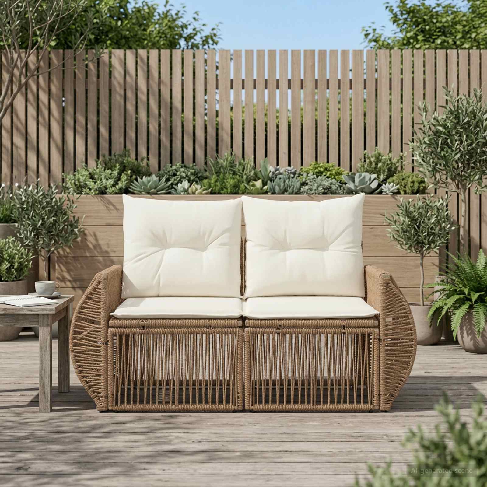 Garten-Sofa 2-Sitzanzahl Beige Poly-Rattan