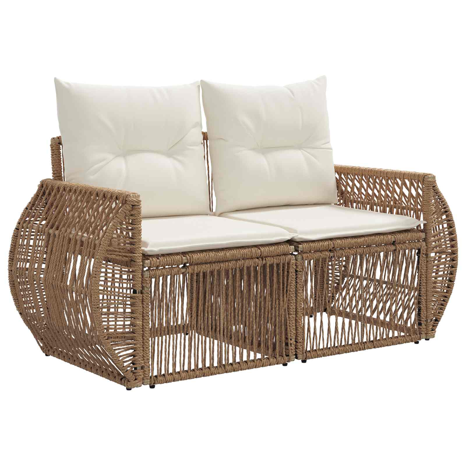 Garten-Sofa 2-Sitzanzahl Beige Poly-Rattan