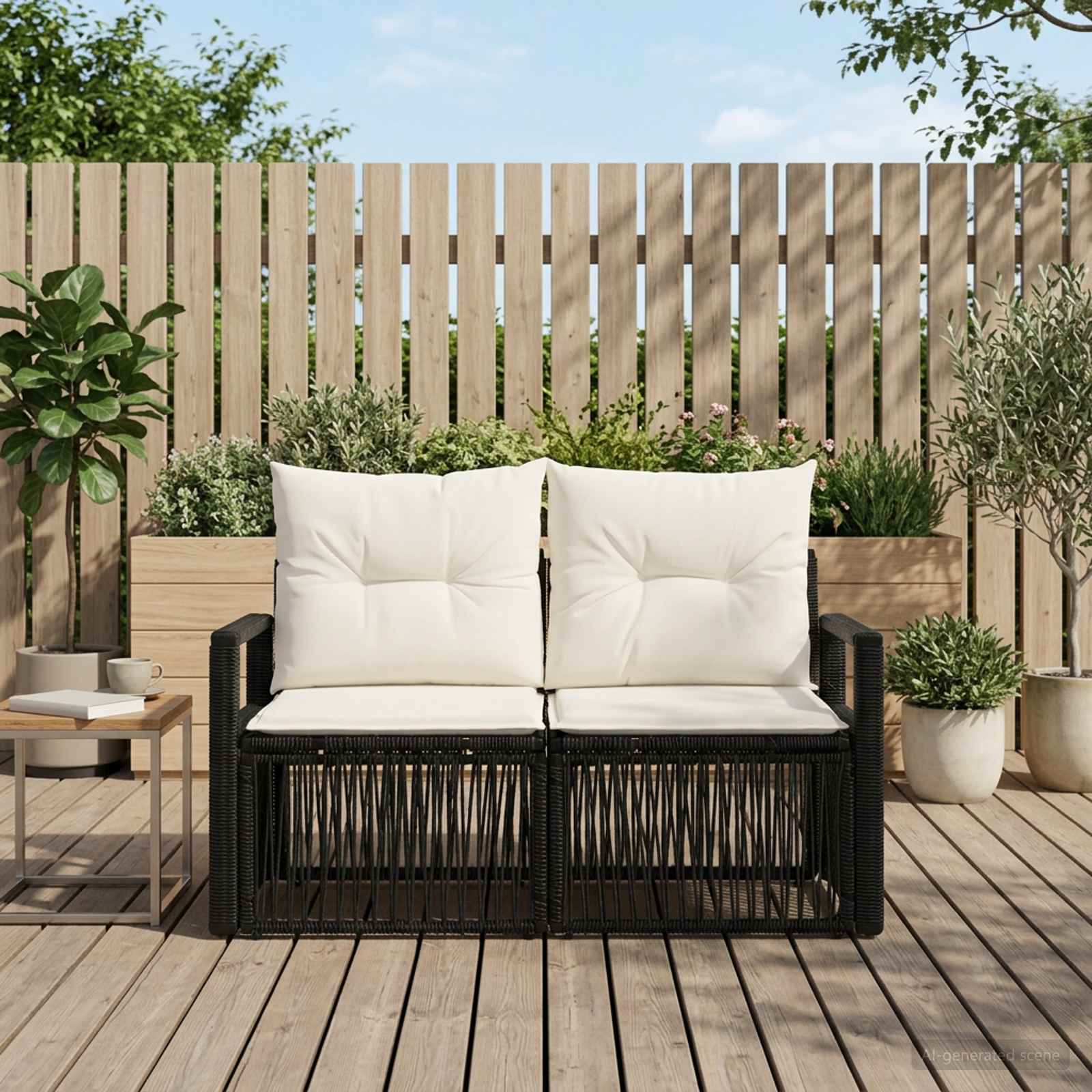 Garten-Sofa 2-Sitzanzahl Schwarz Poly-Rattan