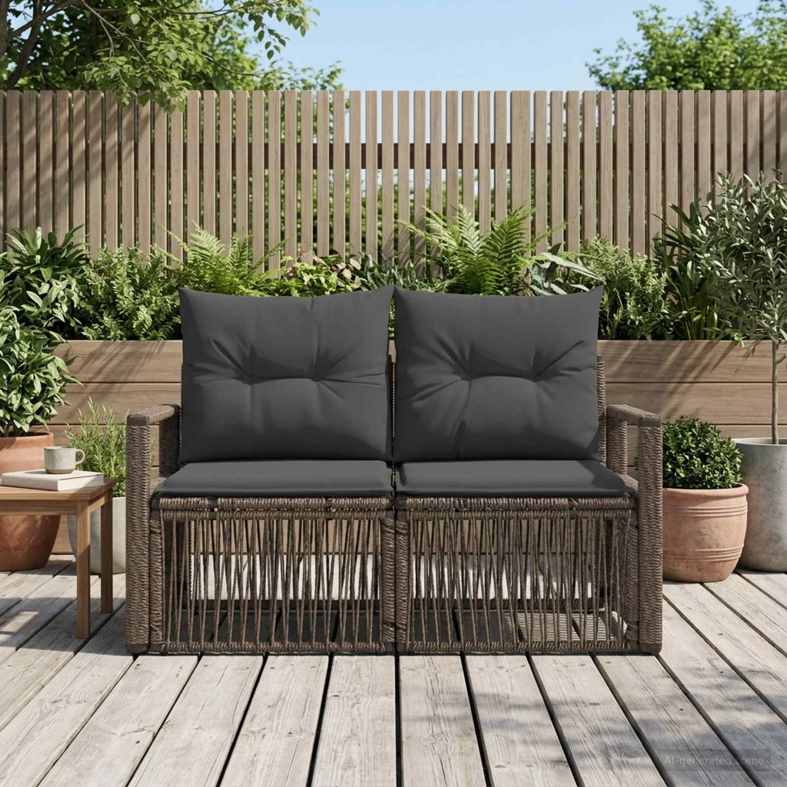 Garten-Sofa 2-Sitzanzahl Grau Poly-Rattan
