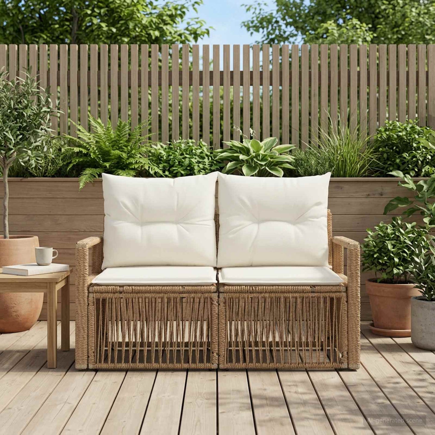 Garten-Sofa 2-Sitzanzahl Beige Poly-Rattan