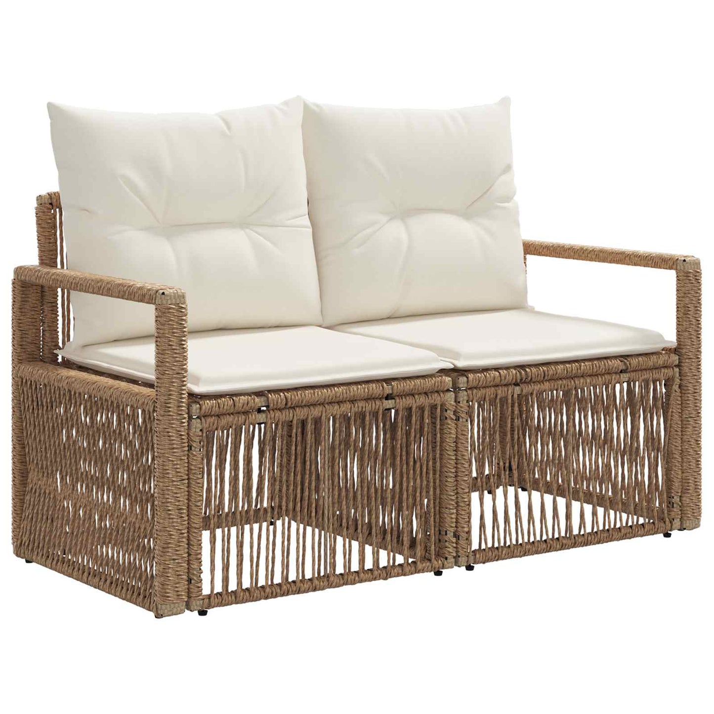 Garten-Sofa 2-Sitzanzahl Beige Poly-Rattan
