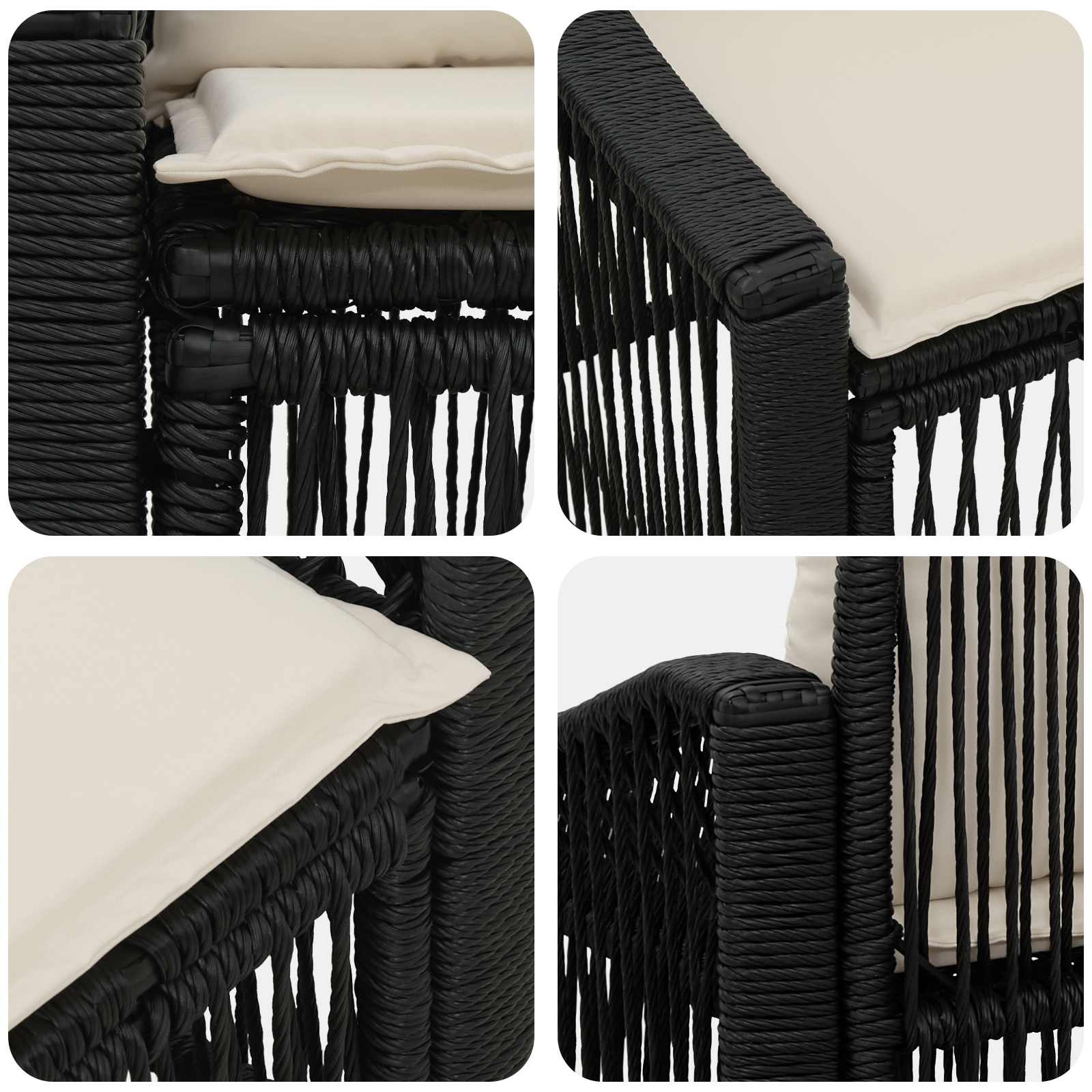 Garten-Sofa 2-Sitzanzahl Schwarz Poly-Rattan