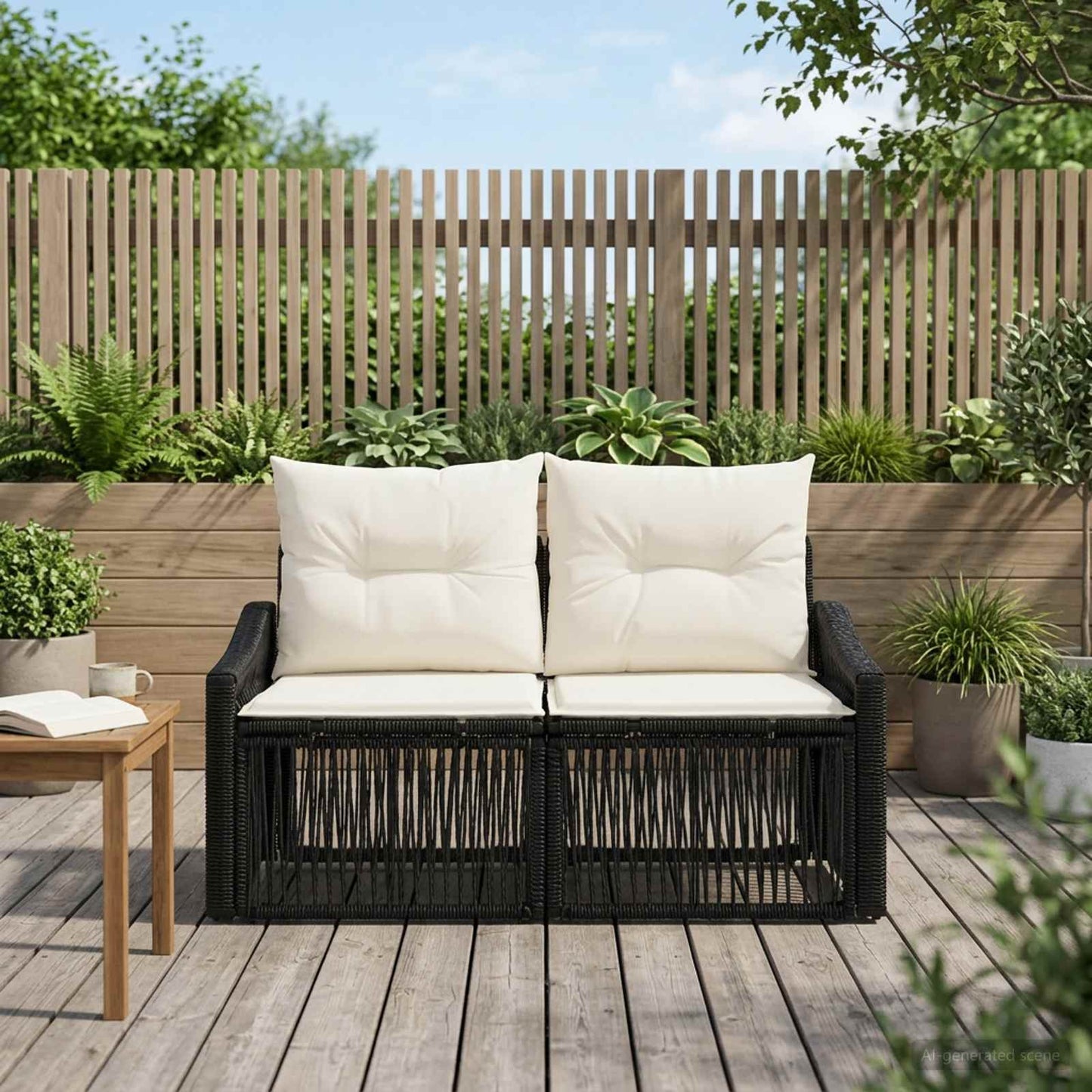 Garten-Sofa 2-Sitzanzahl Schwarz Poly-Rattan