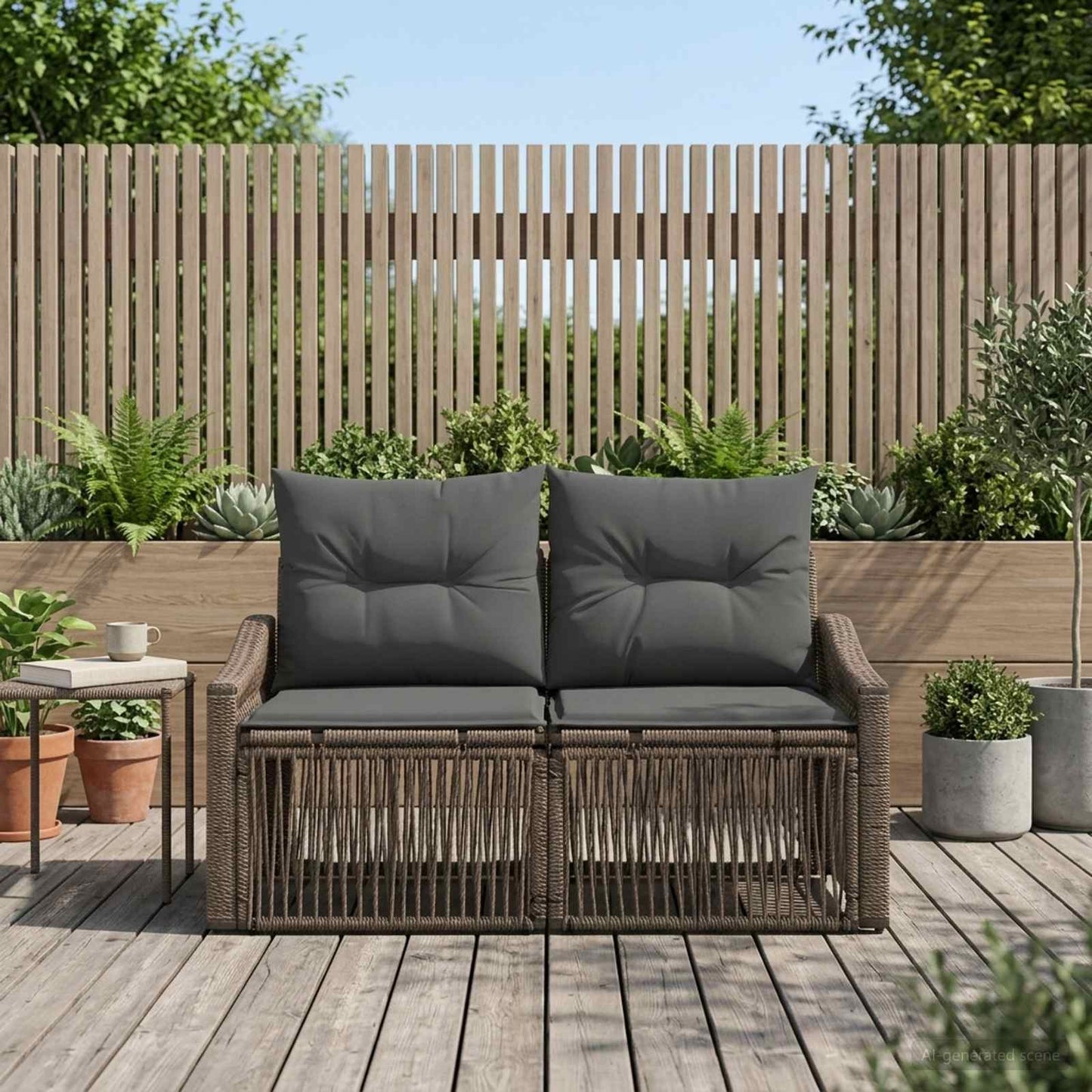 Garten-Sofa 2-Sitzanzahl Grau Poly-Rattan