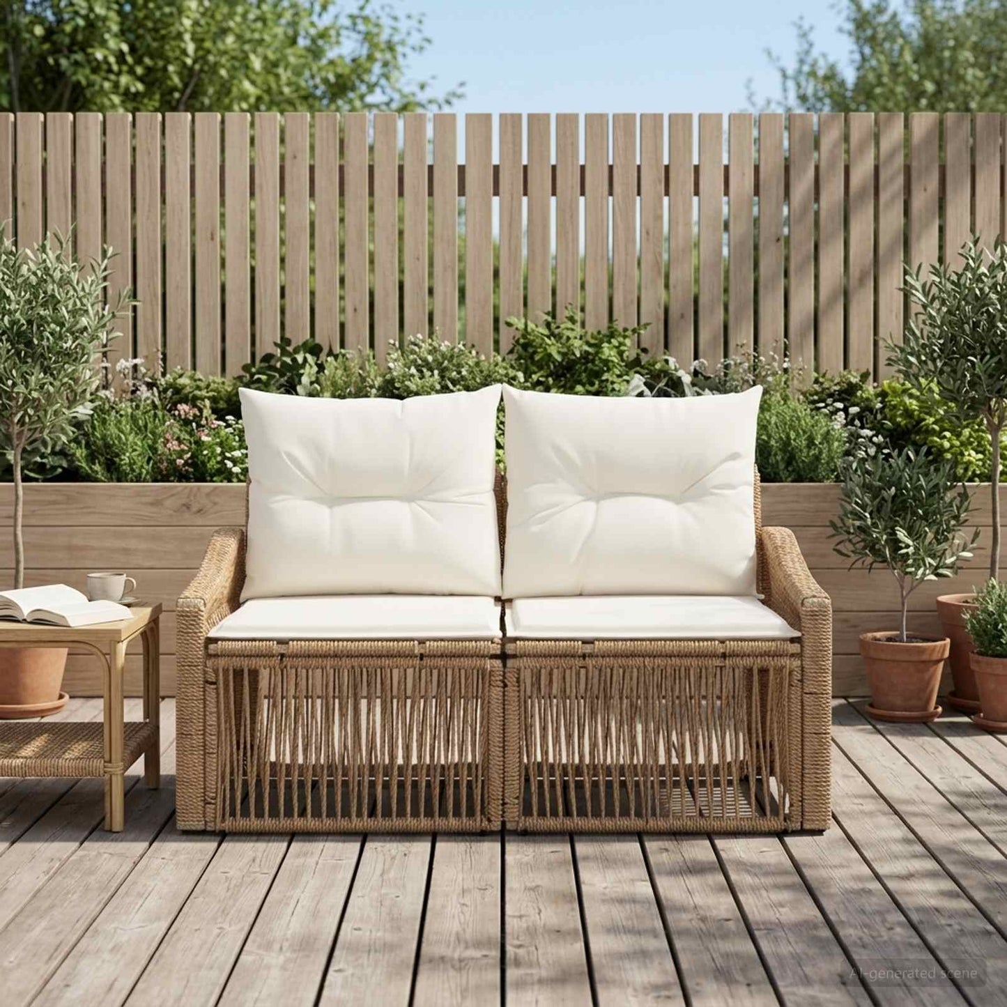 Garten-Sofa 2-Sitzanzahl Beige Poly-Rattan