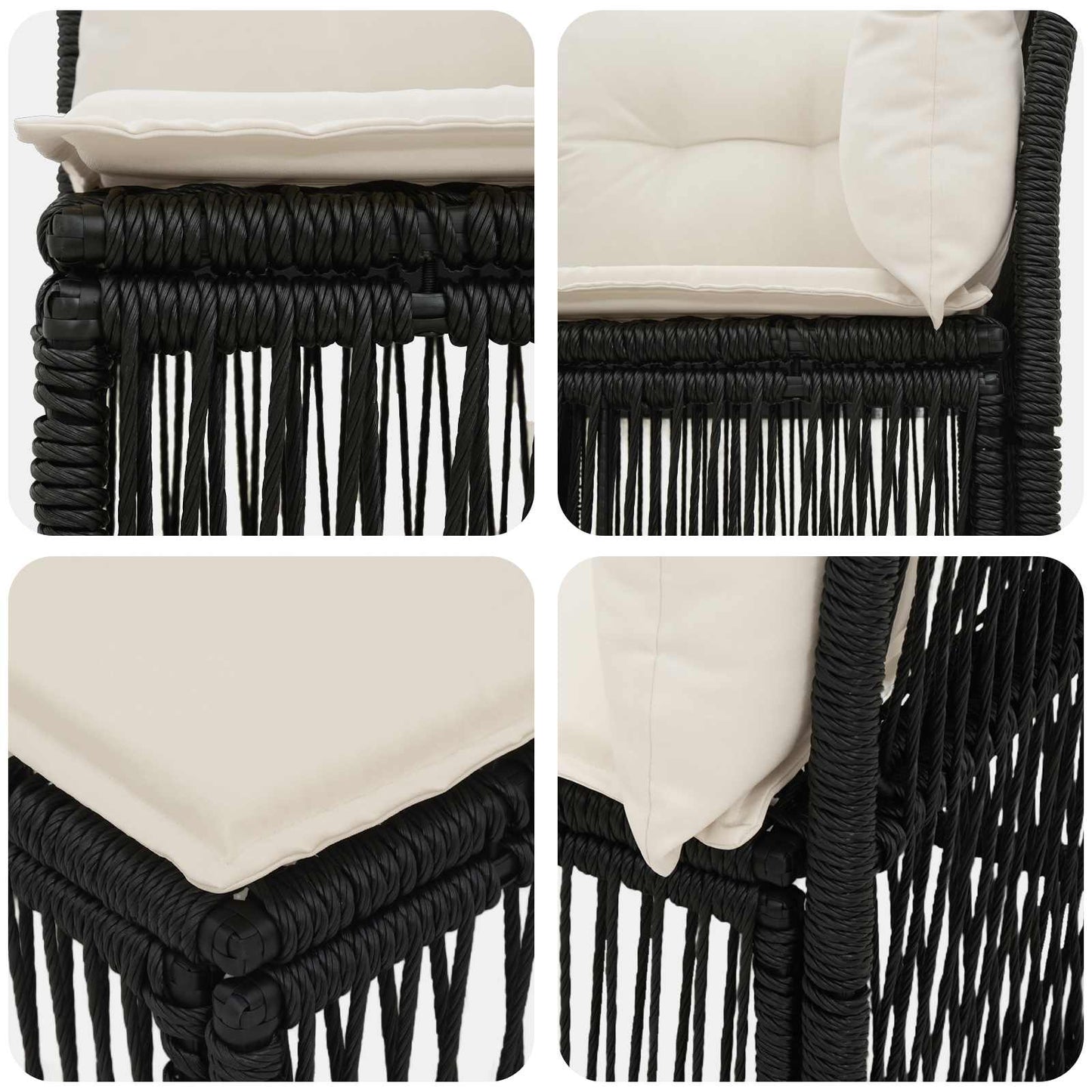 Ecksofa Schwarz Poly-Rattan