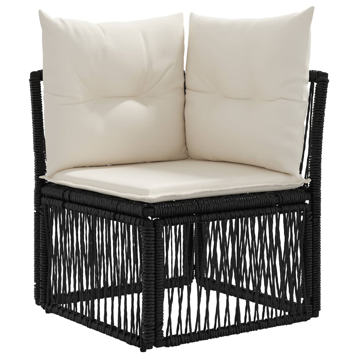 Ecksofa Schwarz Poly-Rattan