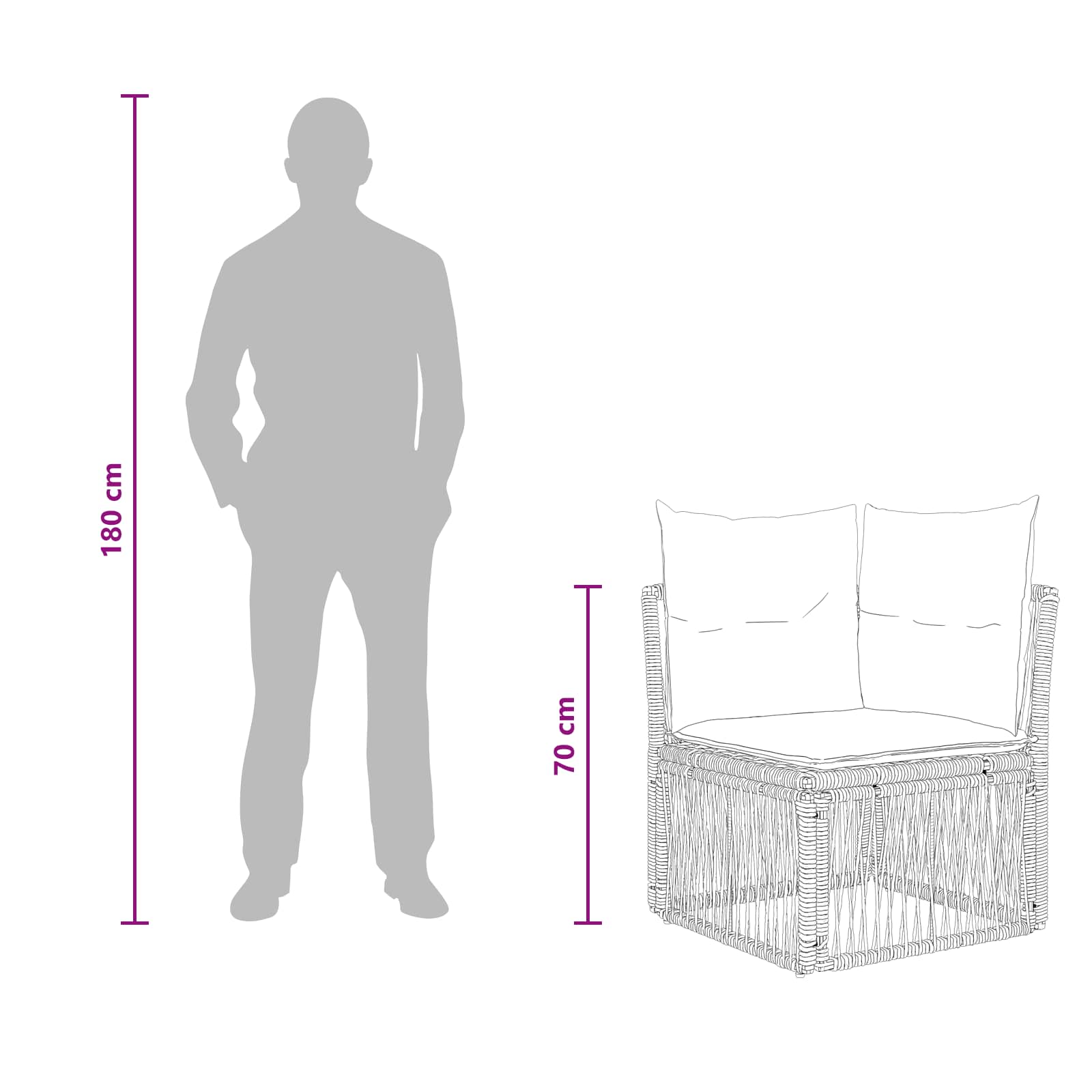 Ecksofa Schwarz Poly-Rattan
