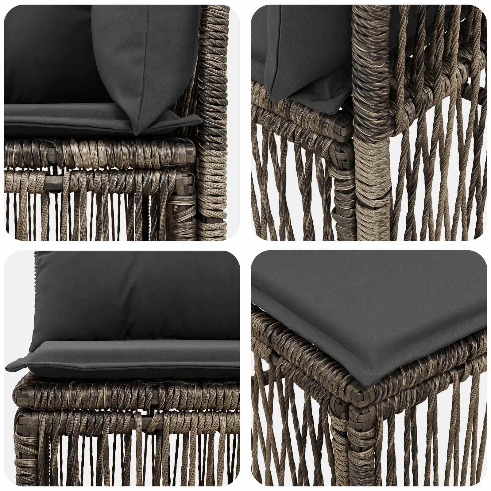 Ecksofa Grau Poly-Rattan