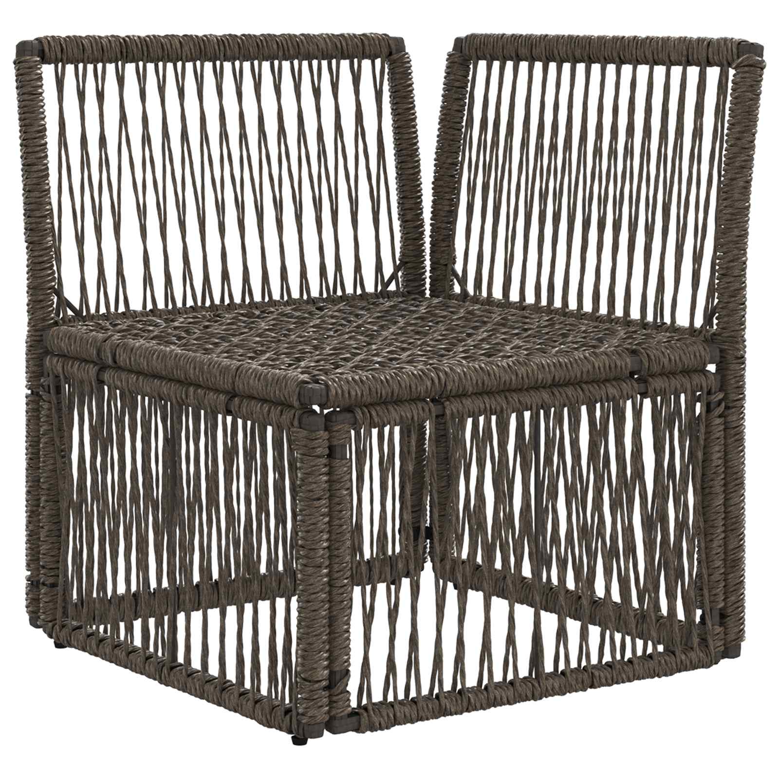 Ecksofa Grau Poly-Rattan