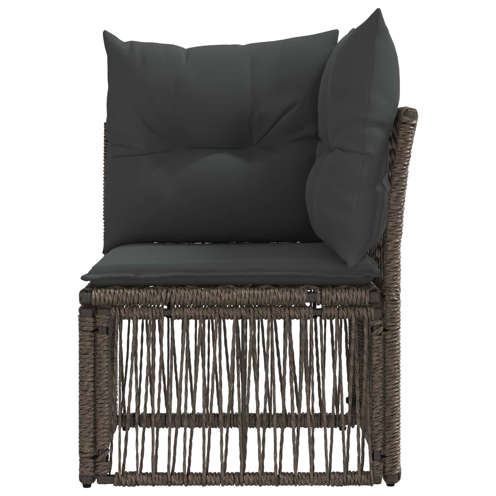 Ecksofa Grau Poly-Rattan
