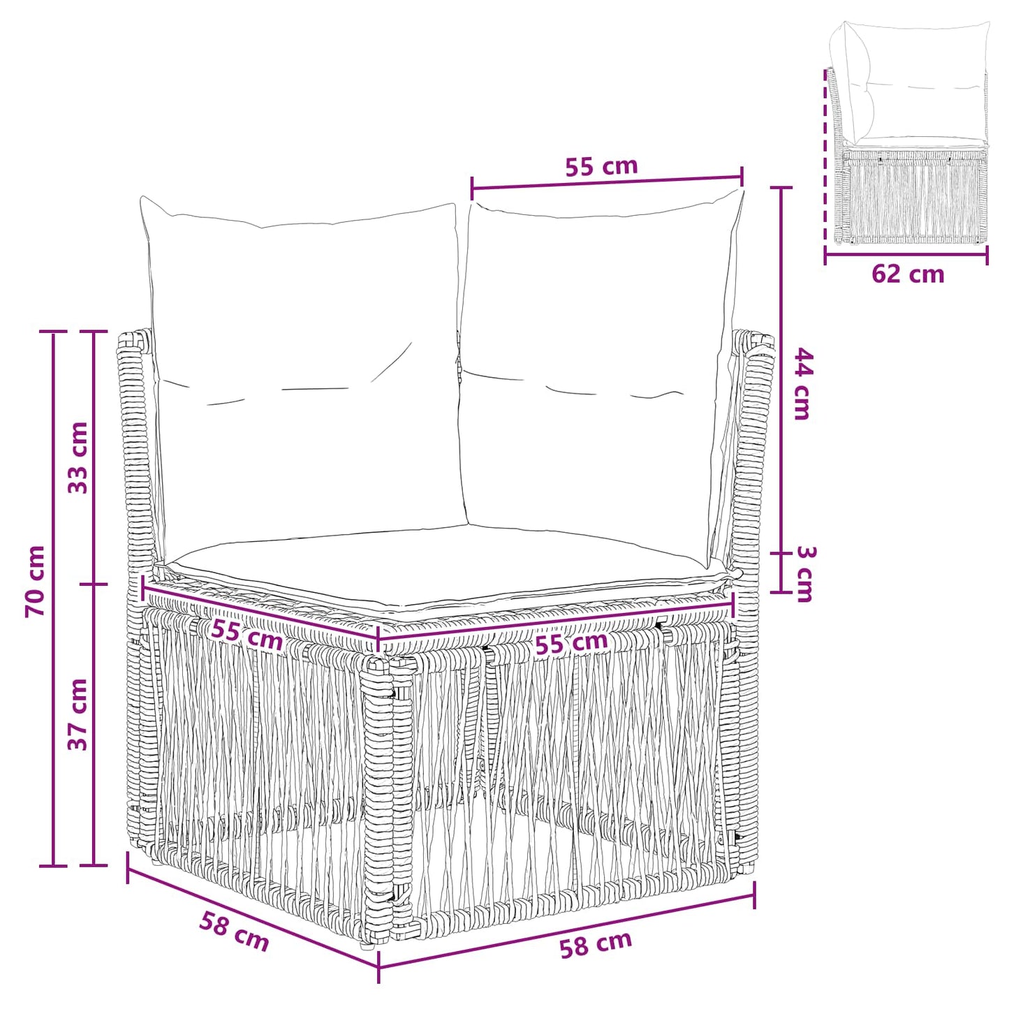 Ecksofa Beige Poly-Rattan