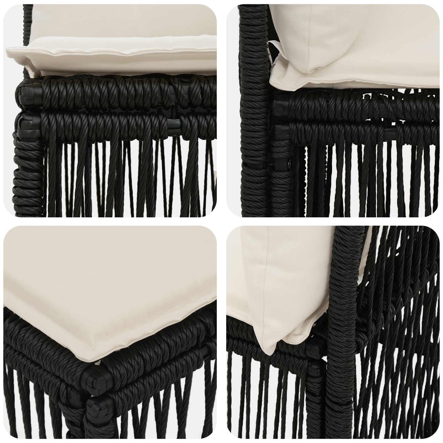 Armfreies Sofa Schwarz Poly-Rattan