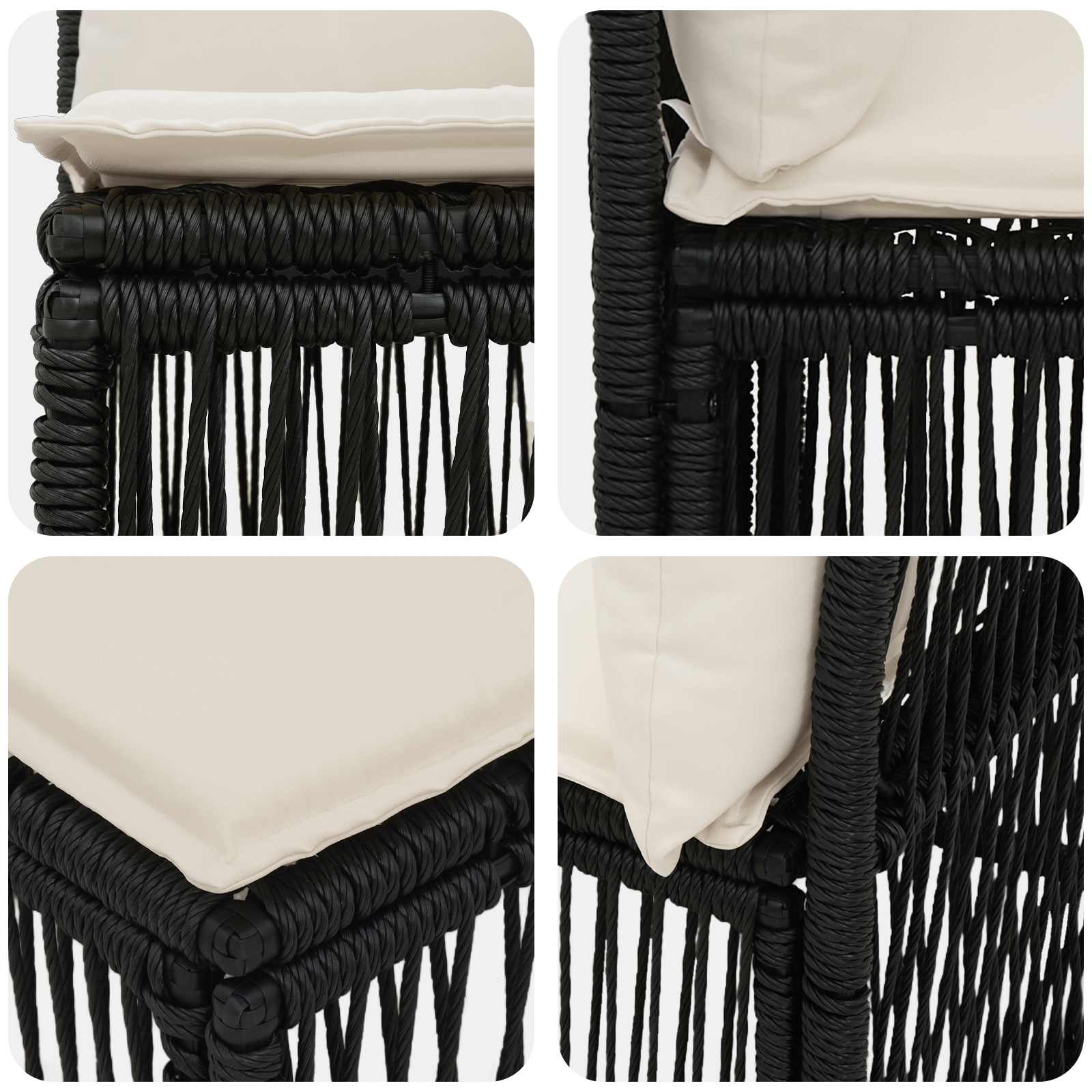 Armfreies Sofa Schwarz Poly-Rattan