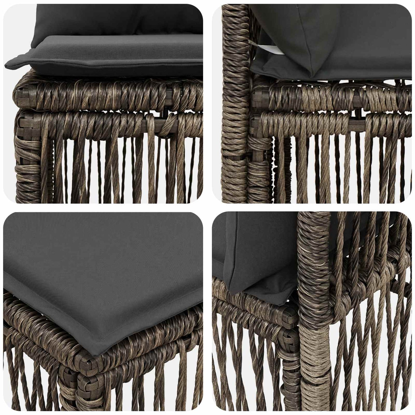 Armfreies Sofa Grau Poly-Rattan