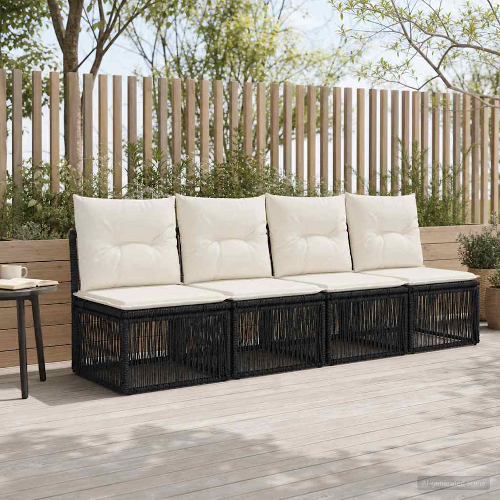 4-Sitzer-Sofa 4 stk. 4-Sitzanzahl Schwarz Poly-Rattan
