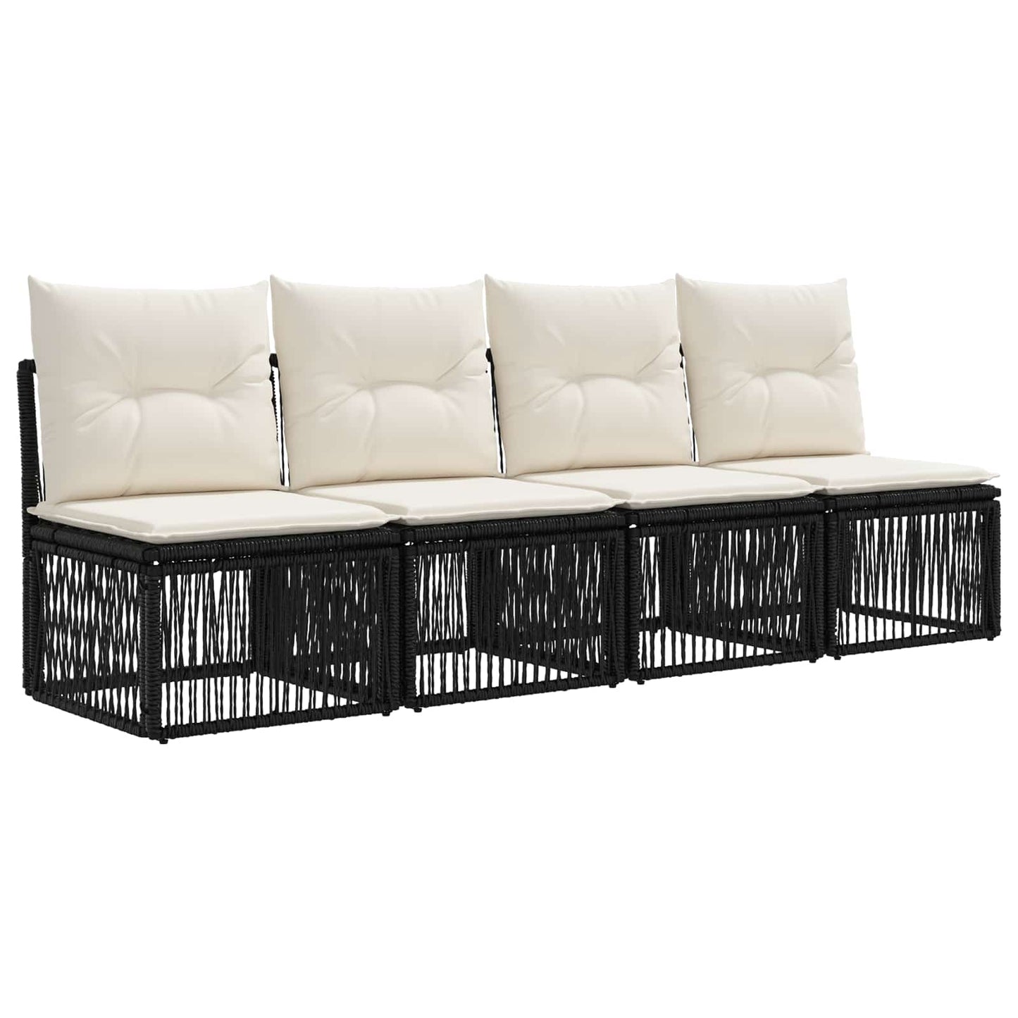 4-Sitzer-Sofa 4 stk. 4-Sitzanzahl Schwarz Poly-Rattan