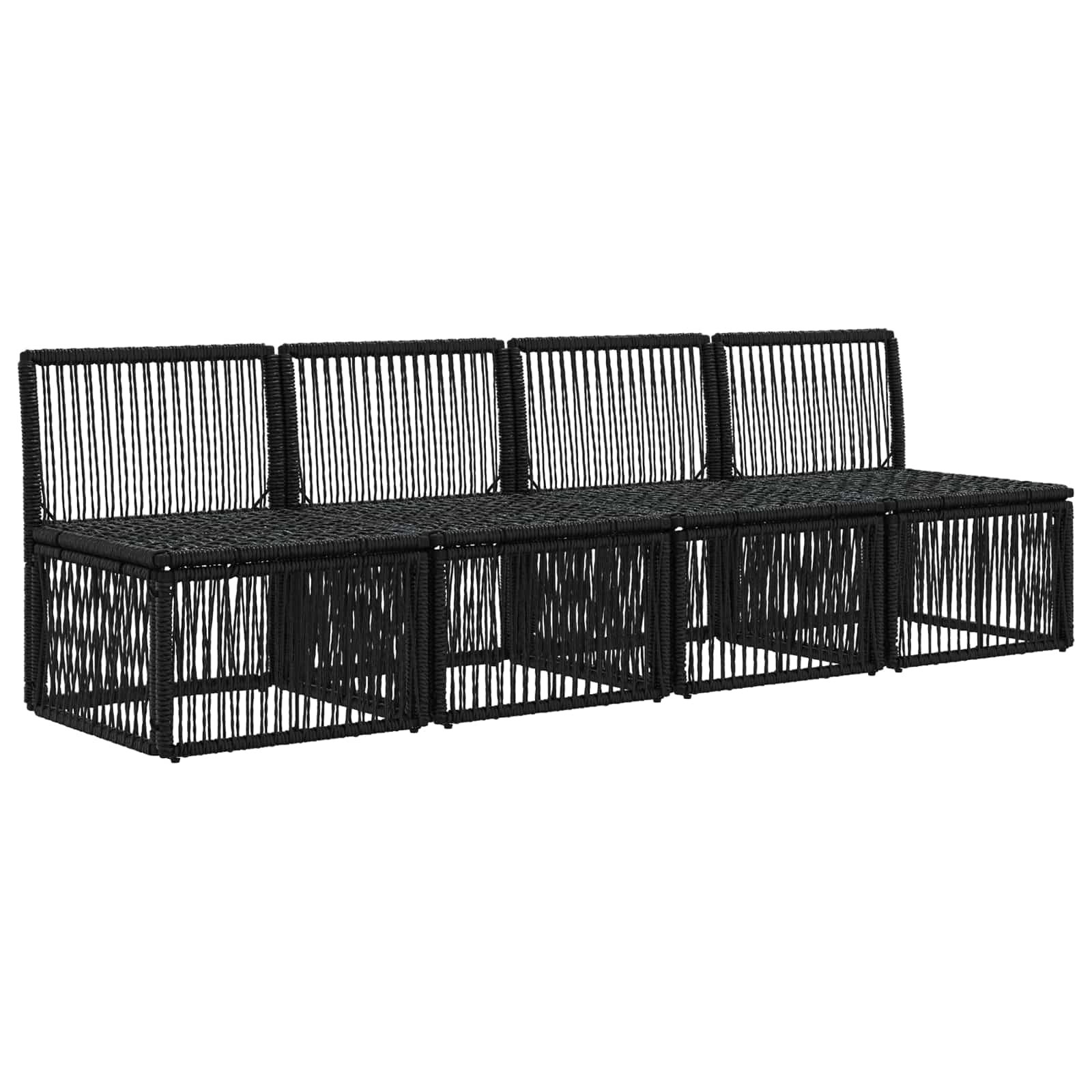 4-Sitzer-Sofa 4 stk. 4-Sitzanzahl Schwarz Poly-Rattan