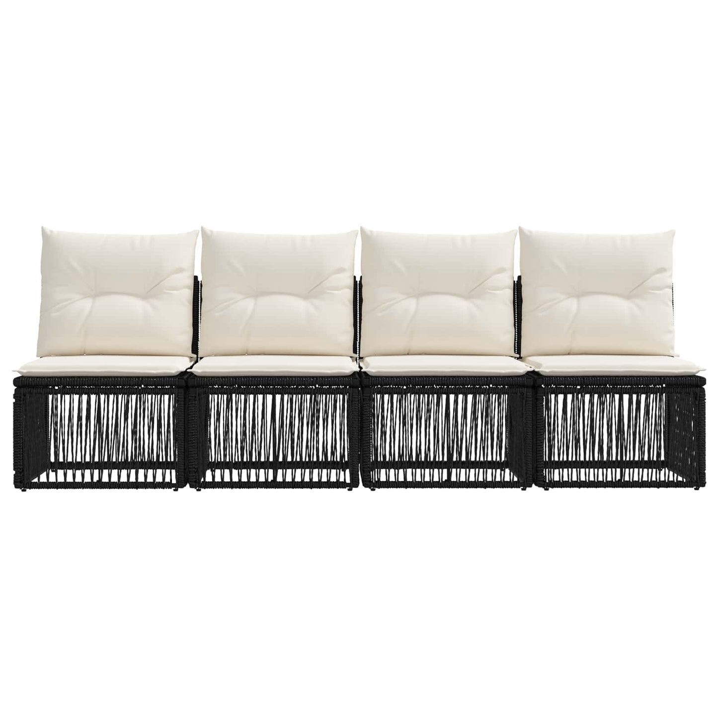 4-Sitzer-Sofa 4 stk. 4-Sitzanzahl Schwarz Poly-Rattan