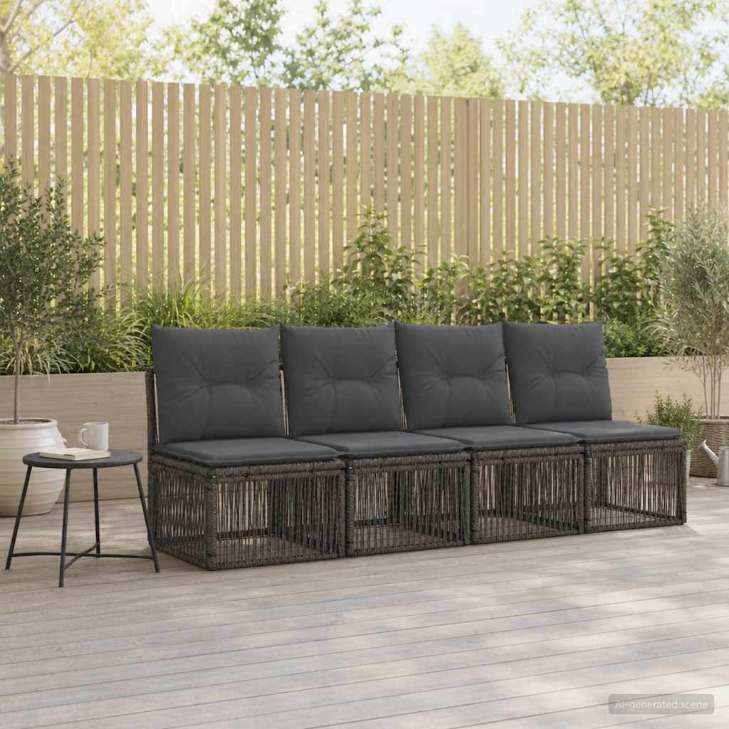 4-Sitzer-Sofa 4 stk. 4-Sitzanzahl Grau Poly-Rattan