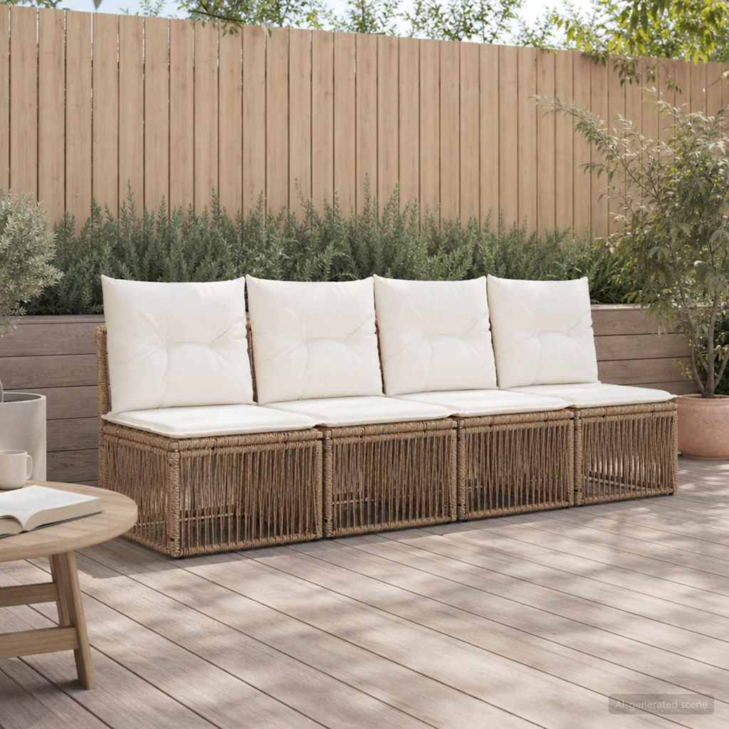 4-Sitzer-Sofa 4 stk. 4-Sitzanzahl Beige Poly-Rattan