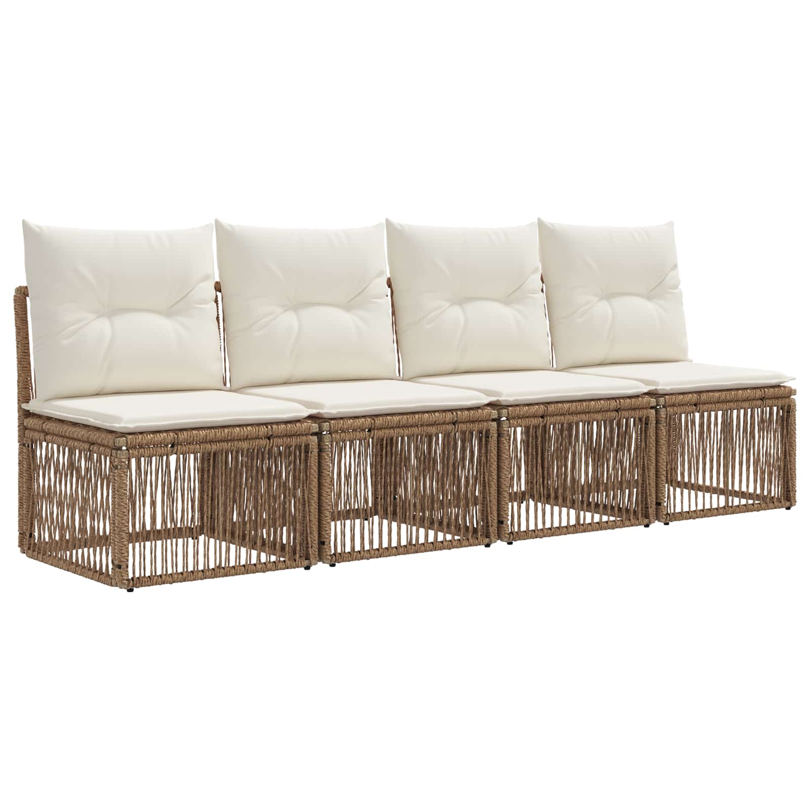 4-Sitzer-Sofa 4 stk. 4-Sitzanzahl Beige Poly-Rattan