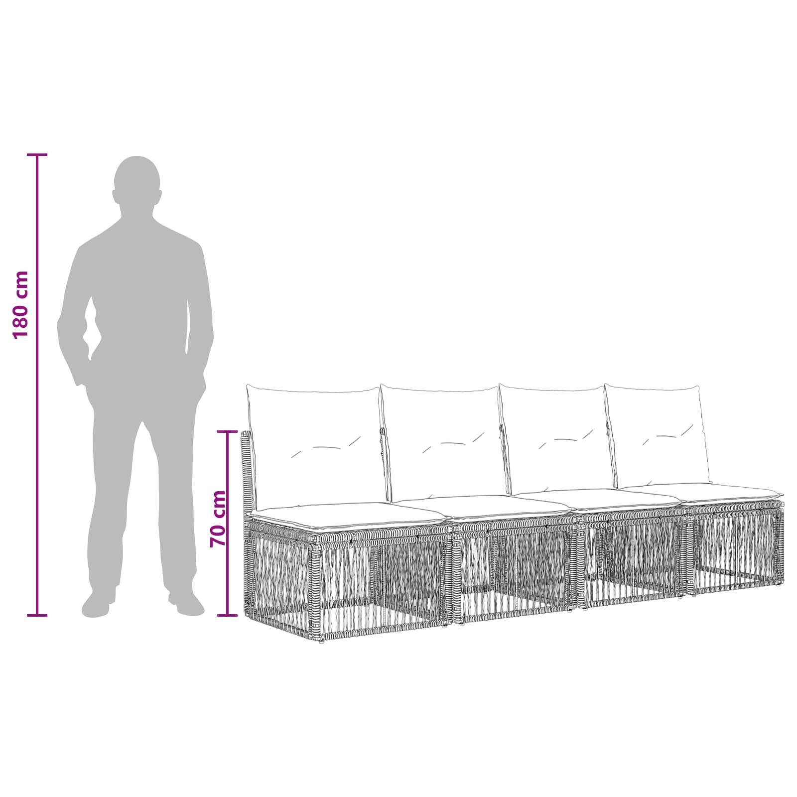 4-Sitzer-Sofa 4 stk. 4-Sitzanzahl Beige Poly-Rattan