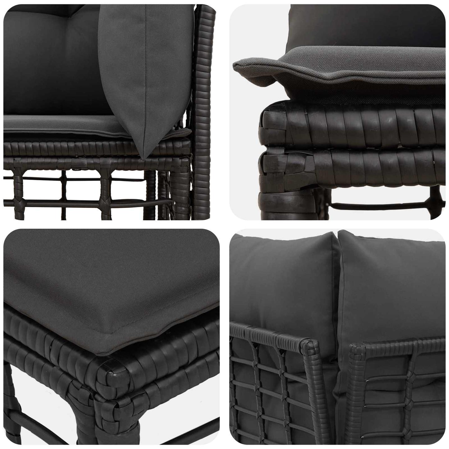 Modulares Outdoor-Ecksofa Schwarz Poly-Rattan