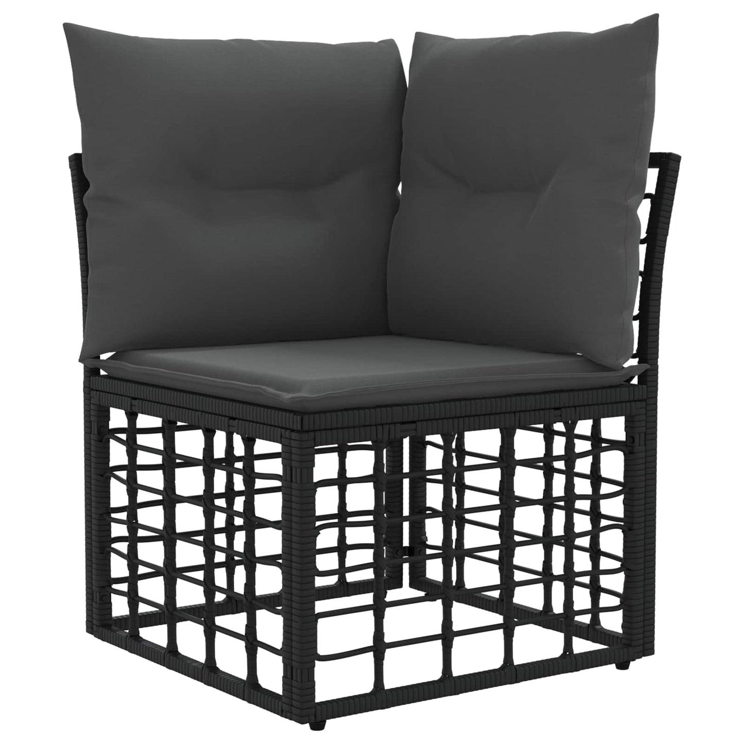 Modulares Outdoor-Ecksofa Schwarz Poly-Rattan